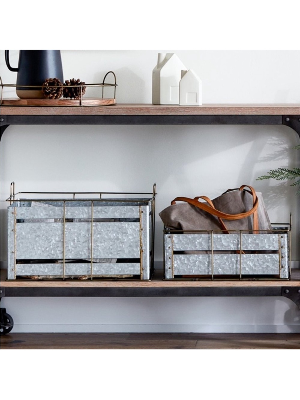 Galvanized Metal Storage Basket